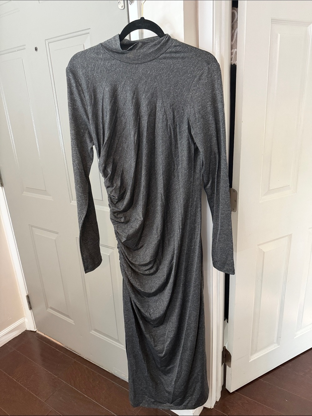 H&M Charcoal Gray Long-Sleeve Draped Maxi Dress